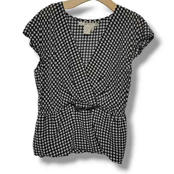 Studio M women's Polka Dot faux belted short sleeve Blouse  - large - Picture 4 of 7